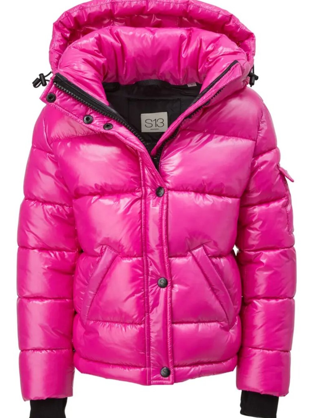 S13 Girls' Glossy Hot Pink Puffer Jacket (Size 8)